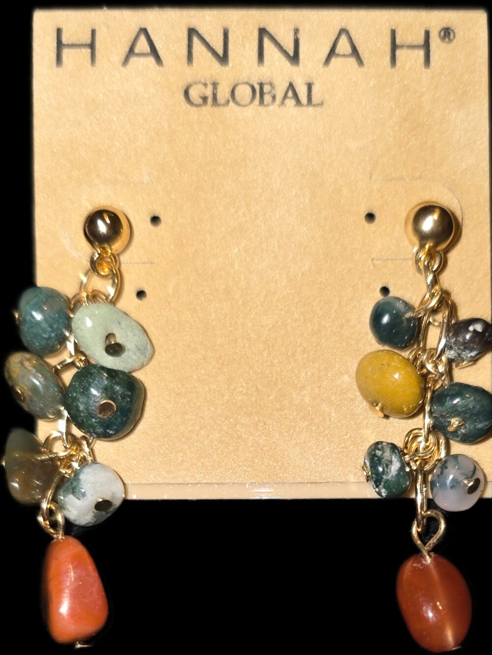 Green & Orange Bead Drop Earrings